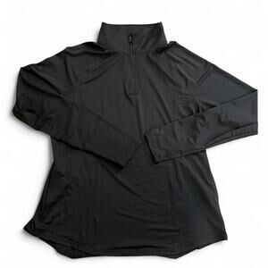 Black “Lomon” Lightweight Long Sleeve Athletic Top Quarter Zip Layering L